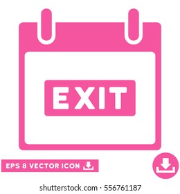 Exit Caption Calendar Day icon. Vector EPS illustration style is flat iconic symbol, pink color.