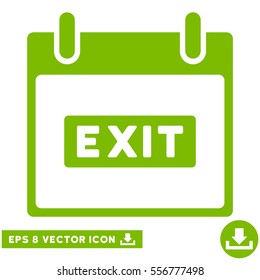 Exit Caption Calendar Day icon. Vector EPS illustration style is flat iconic symbol, eco green color.