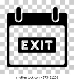 Exit Caption Calendar Day icon. Vector illustration style is flat iconic symbol, black color, transparent background. Designed for web and software interfaces.