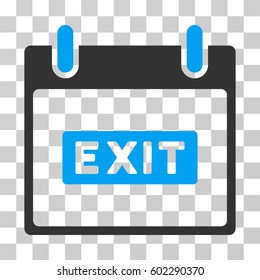 Exit Caption Calendar Day icon. Vector illustration style is flat iconic bicolor symbol, blue and gray colors, transparent background. Designed for web and software interfaces.