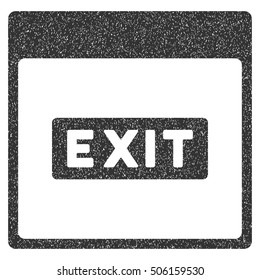 Exit Caption Calendar Page grainy textured icon for overlay watermark stamps. Flat symbol with scratched texture. Dotted vector gray ink rubber seal stamp with grunge design on a white background.