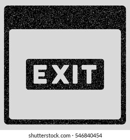 Exit Caption Calendar Page grainy textured icon for overlay watermark stamps. Flat symbol with scratched texture.