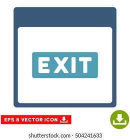 Exit Caption Calendar Page icon. Vector EPS illustration style is flat iconic bicolor symbol, cyan and blue colors.