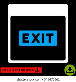 Exit Caption Calendar Page icon. Vector EPS illustration style is flat iconic bicolor symbol, blue and white colors.