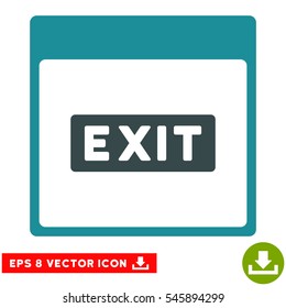 Exit Caption Calendar Page icon. Vector EPS illustration style is flat iconic bicolor symbol, soft blue colors.