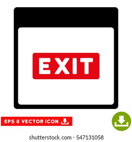 Exit Caption Calendar Page icon. Vector EPS illustration style is flat iconic bicolor symbol, intensive red and black colors.