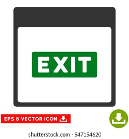 Exit Caption Calendar Page icon. Vector EPS illustration style is flat iconic bicolor symbol, green and gray colors.