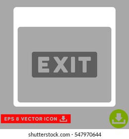 Exit Caption Calendar Page icon. Vector EPS illustration style is flat iconic bicolor symbol, dark gray and white colors.