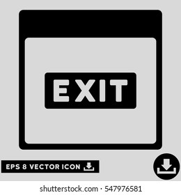 Exit Caption Calendar Page icon. Vector EPS illustration style is flat iconic symbol, black color.
