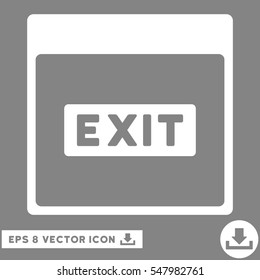 Exit Caption Calendar Page icon. Vector EPS illustration style is flat iconic symbol, white color.