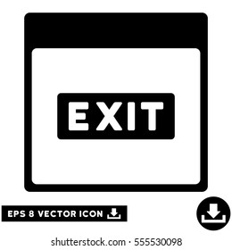 Exit Caption Calendar Page icon. Vector EPS illustration style is flat iconic symbol, black color.