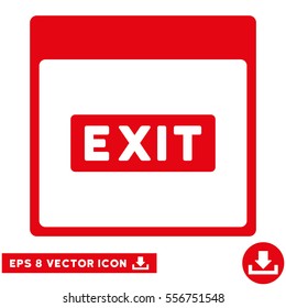 Exit Caption Calendar Page icon. Vector EPS illustration style is flat iconic symbol, red color.