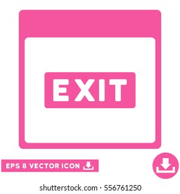 Exit Caption Calendar Page icon. Vector EPS illustration style is flat iconic symbol, pink color.