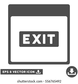 Exit Caption Calendar Page icon. Vector EPS illustration style is flat iconic symbol, gray color.