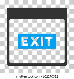 Exit Caption Calendar Page icon. Vector illustration style is flat iconic bicolor symbol, blue and gray colors, transparent background. Designed for web and software interfaces.