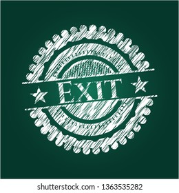 Exit chalk emblem written on a blackboard