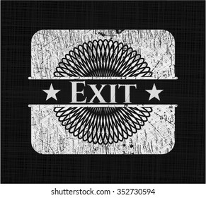 Exit chalkboard emblem on black board