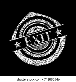 Exit chalkboard emblem on black board