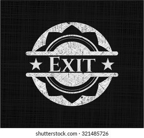 Exit chalkboard emblem written on a blackboard