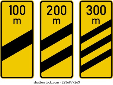 Exit countdown markers on federal highways (roads other than Autobahn). Direction Signs, road signs Germany