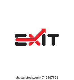 EXIT direction arrow logo design vector