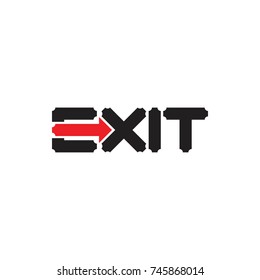 EXIT direction arrow logo design vector