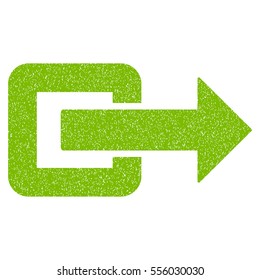 Exit Direction grainy textured icon for overlay watermark stamps. Flat symbol with dirty texture. Dotted vector eco green ink rubber seal stamp with grunge design on a white background.