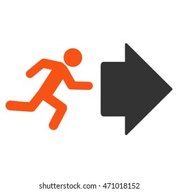 Exit Direction icon. Vector style is bicolor flat iconic symbol with rounded angles, orange and gray colors, white background.