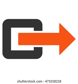 Exit Direction icon. Vector style is bicolor flat iconic symbol with rounded angles, orange and gray colors, white background.