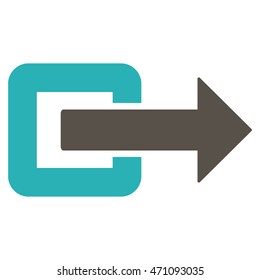 Exit Direction icon. Vector style is bicolor flat iconic symbol with rounded angles, grey and cyan colors, white background.