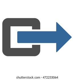 Exit Direction icon. Vector style is bicolor flat iconic symbol with rounded angles, cobalt and gray colors, white background.