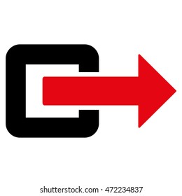 Exit Direction icon. Vector style is bicolor flat iconic symbol with rounded angles, intensive red and black colors, white background.