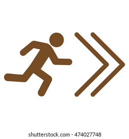 Exit Direction icon. Vector style is flat iconic symbol with rounded angles, brown color, white background.