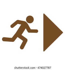 Exit Direction icon. Vector style is flat iconic symbol with rounded angles, brown color, white background.