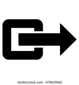 Exit Direction icon. Vector style is flat iconic symbol with rounded angles, black color, white background.