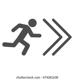 Exit Direction icon. Vector style is flat iconic symbol with rounded angles, gray color, white background.