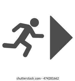Exit Direction icon. Vector style is flat iconic symbol with rounded angles, gray color, white background.