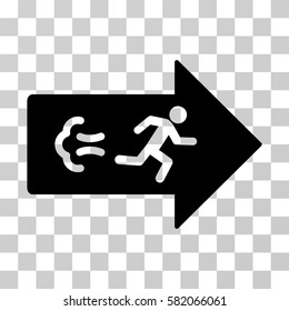 Exit Direction vector icon. Illustration style is flat iconic black symbol on a transparent background.