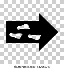 Exit Direction vector icon. Illustration style is flat iconic black symbol on a transparent background.