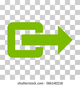 Exit Direction vector icon. Illustration style is flat iconic eco green symbol on a transparent background.