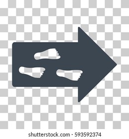 Exit Direction vector icon. Illustration style is flat iconic smooth blue symbol on a transparent background.