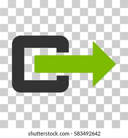 Exit Direction vector pictogram. Illustration style is flat iconic bicolor eco green and gray symbol on a transparent background.