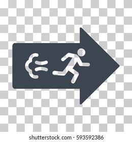 Exit Direction vector pictogram. Illustration style is flat iconic smooth blue symbol on a transparent background.