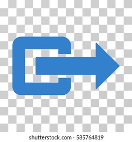 Exit Direction vector pictograph. Illustration style is flat iconic cobalt symbol on a transparent background.