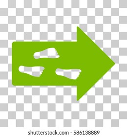 Exit Direction vector pictograph. Illustration style is flat iconic eco green symbol on a transparent background.