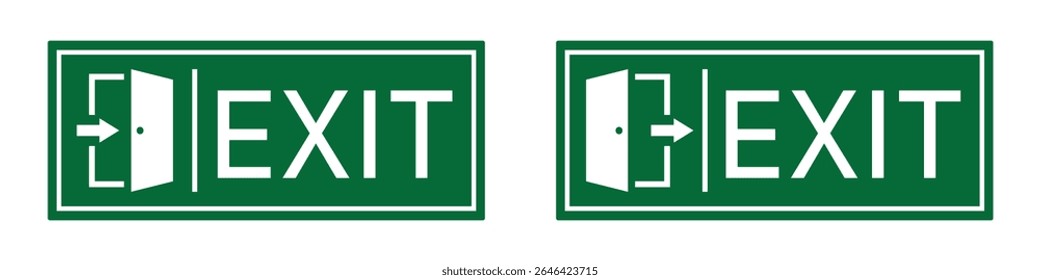 Saia do acesso à porta. Ícone da porta de evacuação, Ilustração de vetor