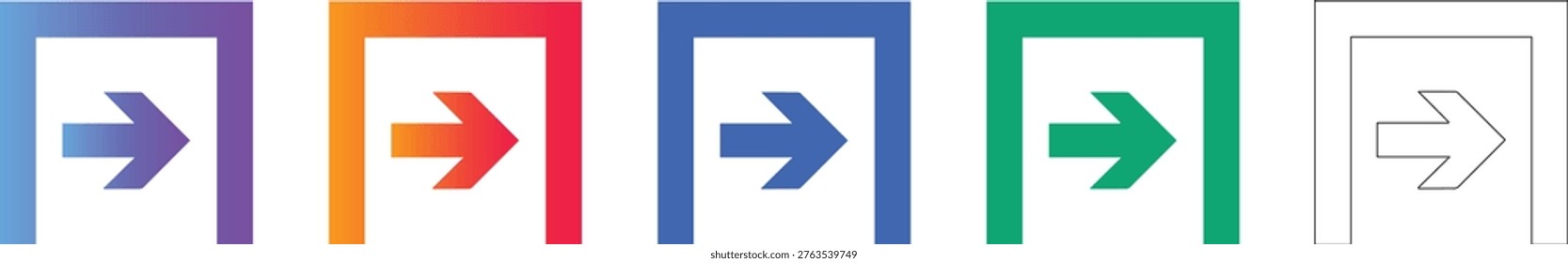 Exit Door Arrow Icon Set