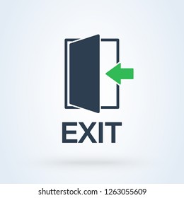 exit door arrow. Logout and emergency icon vector