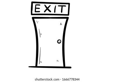exit door doodle icon vector hand drawing 