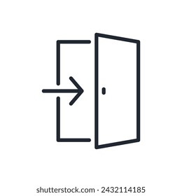 Exit door editable stroke outline icon isolated on white background flat vector illustration. Pixel perfect. 64 x 64